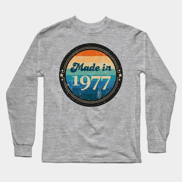 Retro Vintage Made In 1977 Long Sleeve T-Shirt by Jennifer